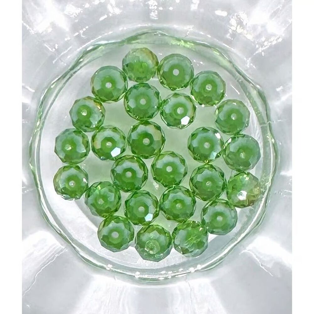 25pcs Beads for Jewelry #21478 Green Rondelle Glass Bead